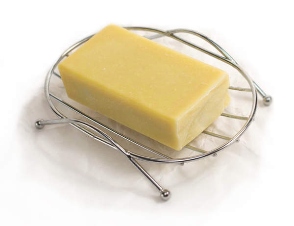 Only Olive Soap on a wire dish